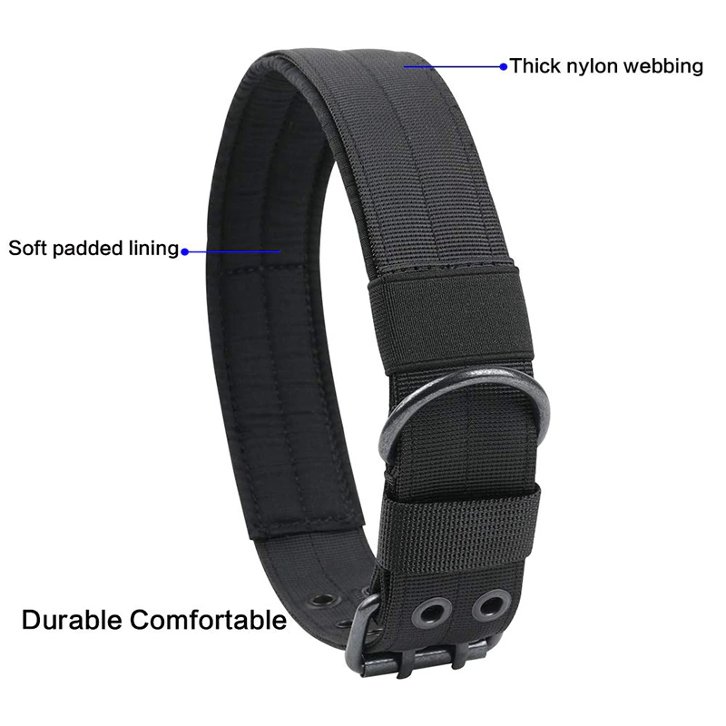 Military Tactical Dog Collar – Large 2" Nylon Collar with Metal Buckle