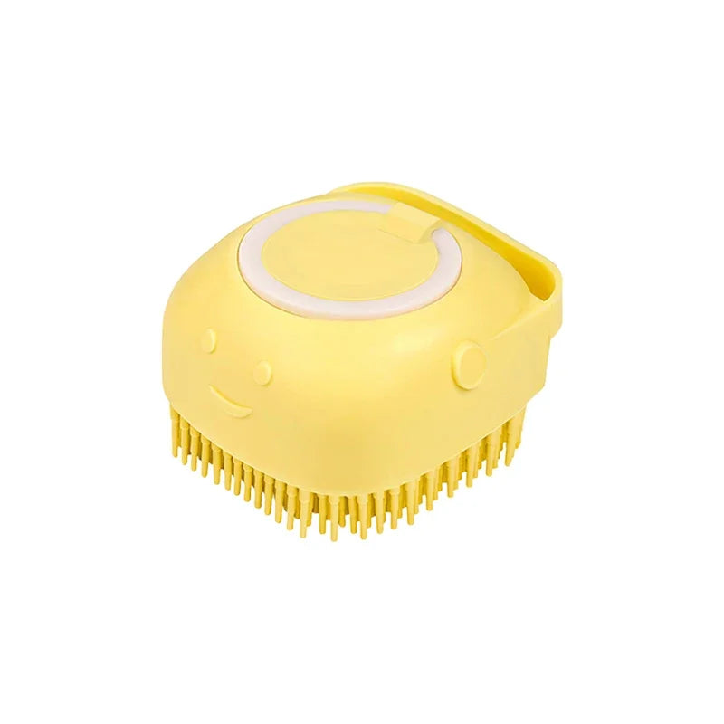 Pet Bathing Brush with Shampoo Dispenser – Soft Silicone Massage Brush for Dogs & Cats