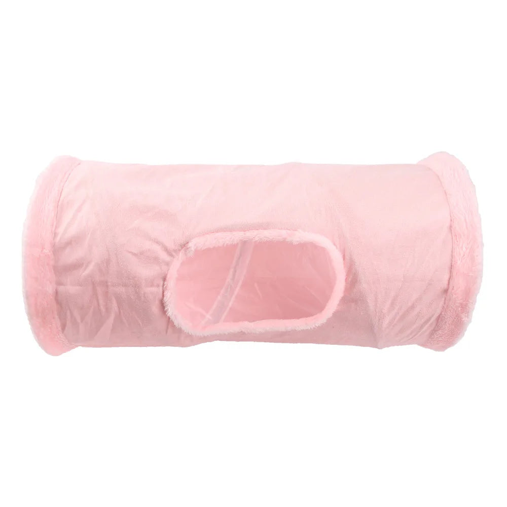 Collapsible Suede Cat Tunnel – Winter Play & Hide Tunnel for Kittens, Puppies & Rabbits (2-Way/3-Way)