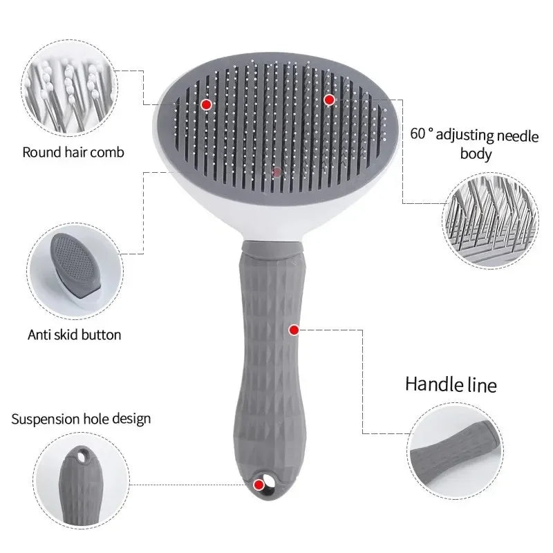 Pet Hair Remover Brush – Self-Cleaning Dematting Comb
