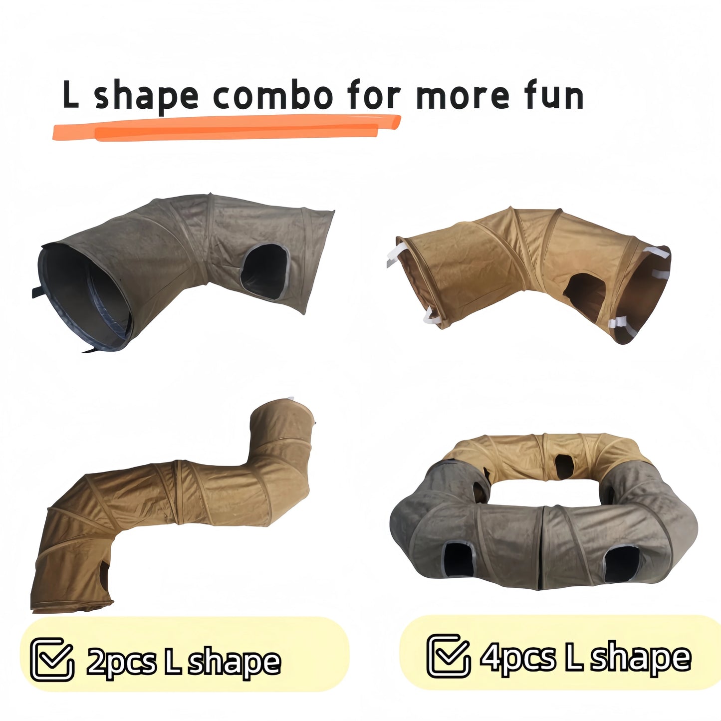 Collapsible Suede Cat Tunnel – Winter Play & Hide Tunnel for Kittens, Puppies & Rabbits (2-Way/3-Way)