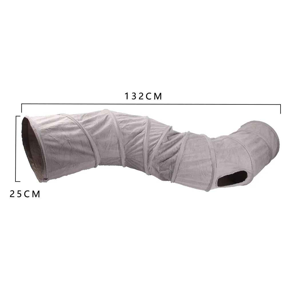 Collapsible Suede Cat Tunnel – Winter Play & Hide Tunnel for Kittens, Puppies & Rabbits (2-Way/3-Way)