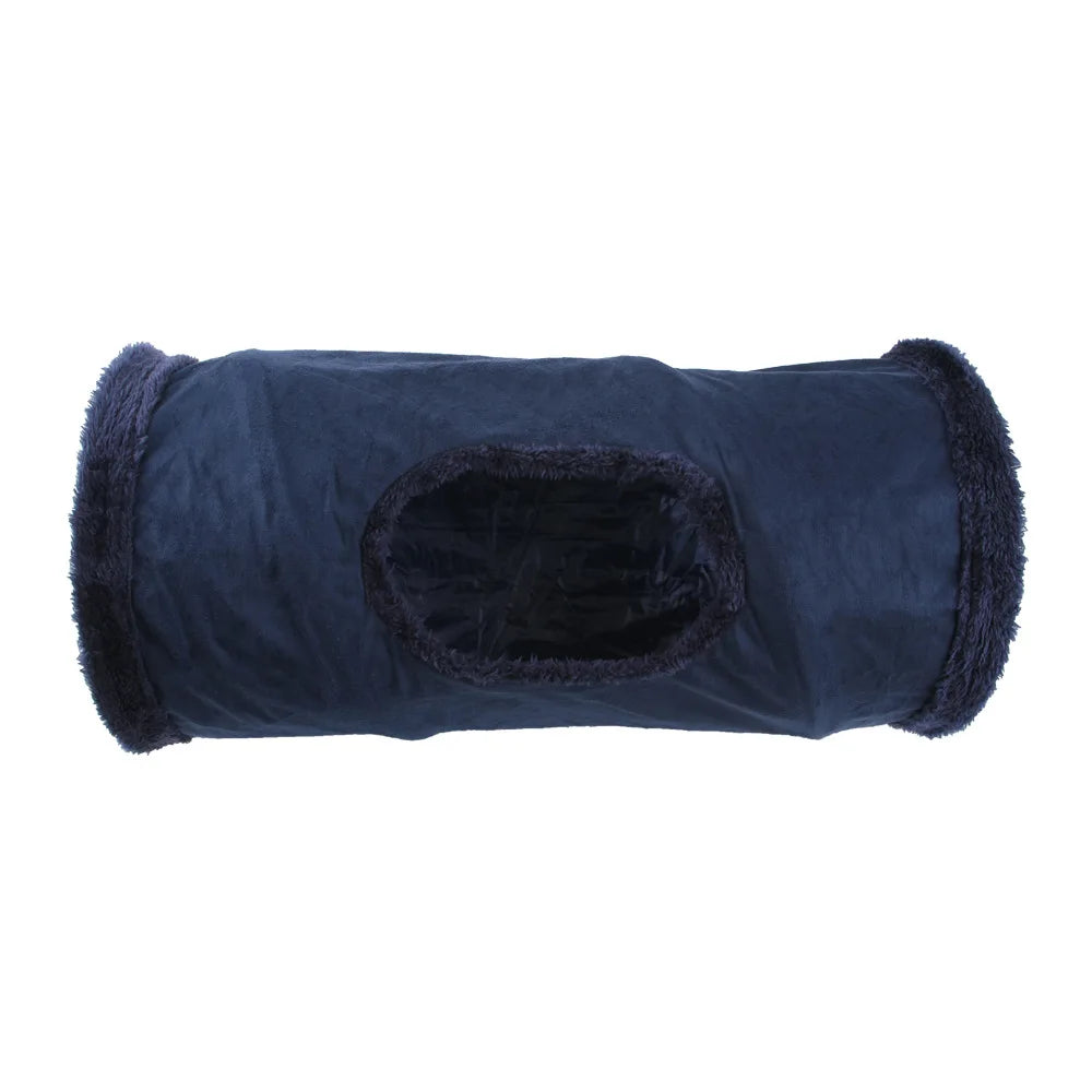 Collapsible Suede Cat Tunnel – Winter Play & Hide Tunnel for Kittens, Puppies & Rabbits (2-Way/3-Way)
