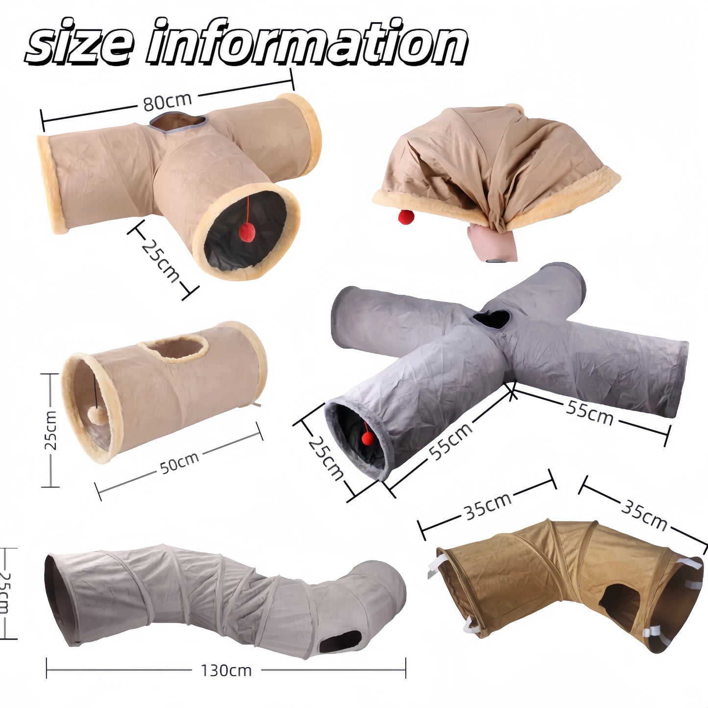 Collapsible Suede Cat Tunnel – Winter Play & Hide Tunnel for Kittens, Puppies & Rabbits (2-Way/3-Way)