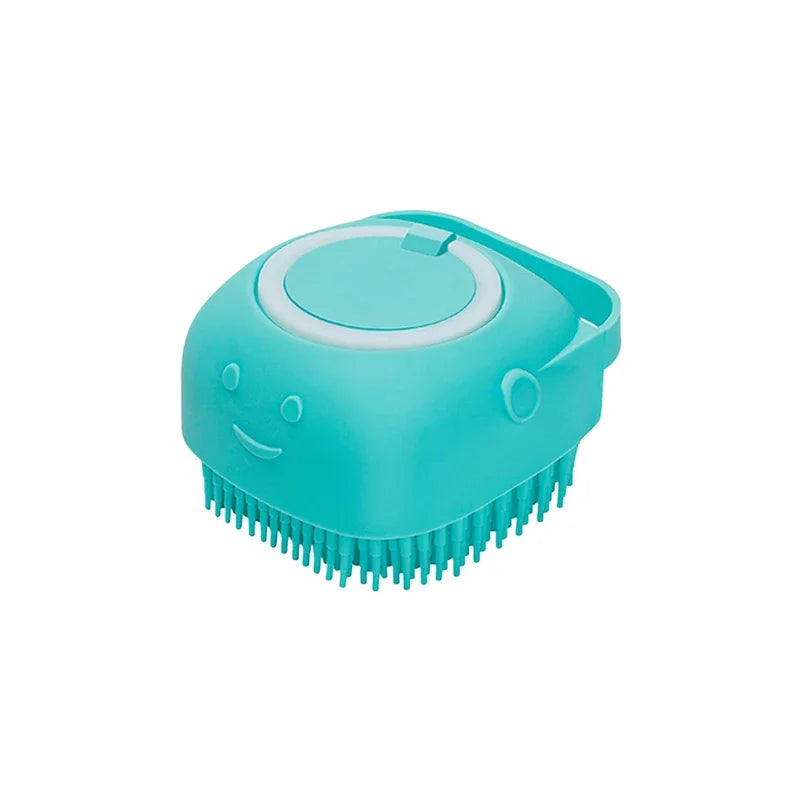 Pet Bathing Brush with Shampoo Dispenser – Soft Silicone Massage Brush for Dogs & Cats