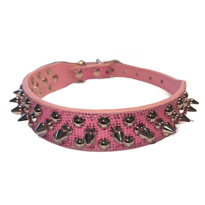Spiked Studded Leather Dog Collar 