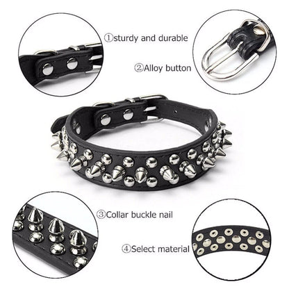 Spiked Studded Leather Dog Collar 