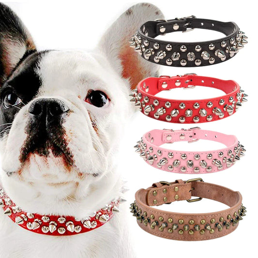 Spiked Studded Leather Dog Collar 