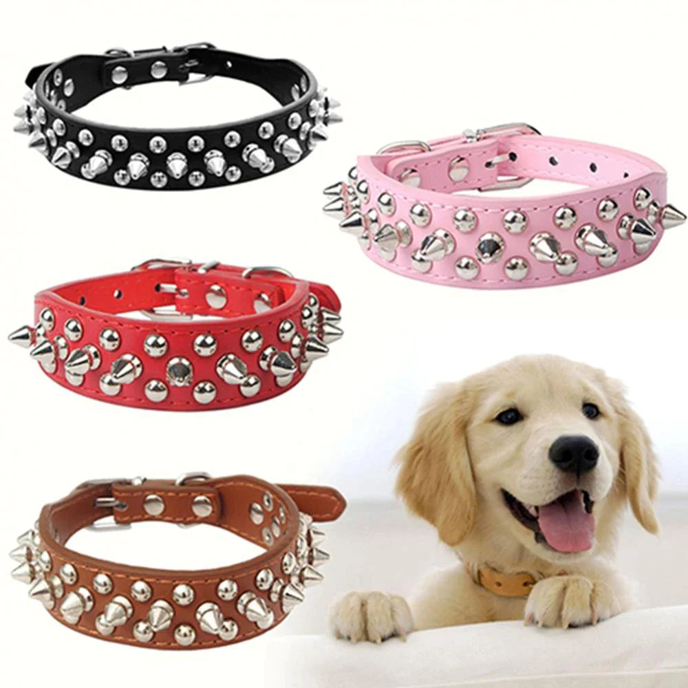 Spiked Studded Leather Dog Collar 