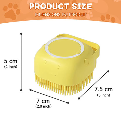 Pet Bathing Brush with Shampoo Dispenser – Soft Silicone Massage Brush for Dogs & Cats