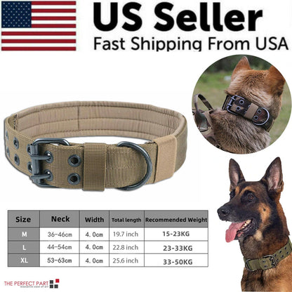 Military Tactical Dog Collar – Large 2" Nylon Collar with Metal Buckle