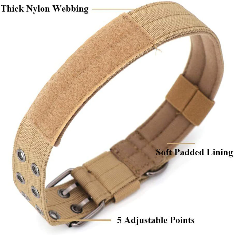 Military Tactical Dog Collar – Large 2" Nylon Collar with Metal Buckle