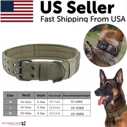 Military Tactical Dog Collar – Large 2" Nylon Collar with Metal Buckle
