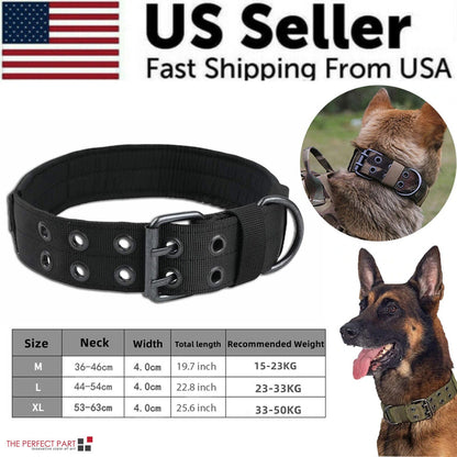 Military Tactical Dog Collar – Large 2" Nylon Collar with Metal Buckle