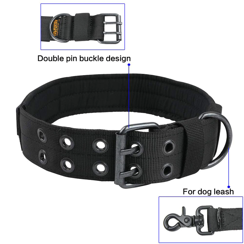 Military Tactical Dog Collar – Large 2" Nylon Collar with Metal Buckle