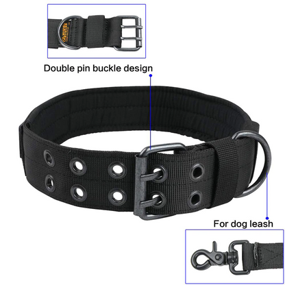 Military Tactical Dog Collar – Large 2" Nylon Collar with Metal Buckle