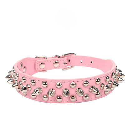 Spiked Studded Leather Dog Collar 