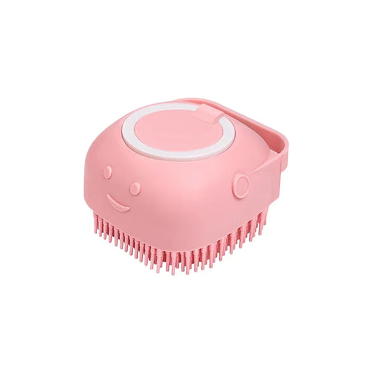 Pet Bathing Brush with Shampoo Dispenser – Soft Silicone Massage Brush for Dogs & Cats