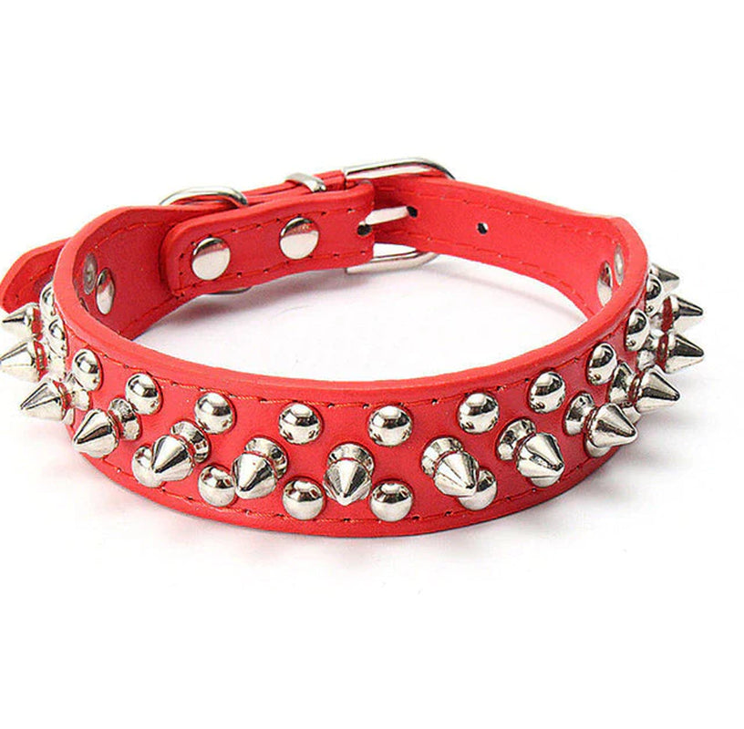 Spiked Studded Leather Dog Collar 