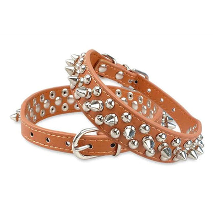 Spiked Studded Leather Dog Collar 