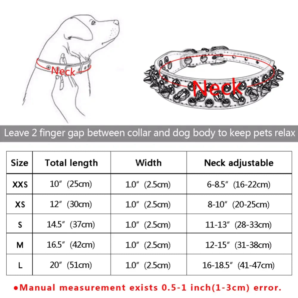 Spiked Studded Leather Dog Collar 