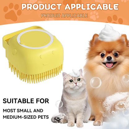 Pet Bathing Brush with Shampoo Dispenser – Soft Silicone Massage Brush for Dogs & Cats