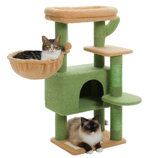 Indoor Cat Tree for Large Cats – Hammock, Scratching Post & Condo Tower
