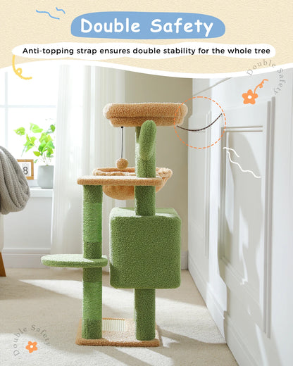 Indoor Cat Tree for Large Cats – Hammock, Scratching Post & Condo Tower