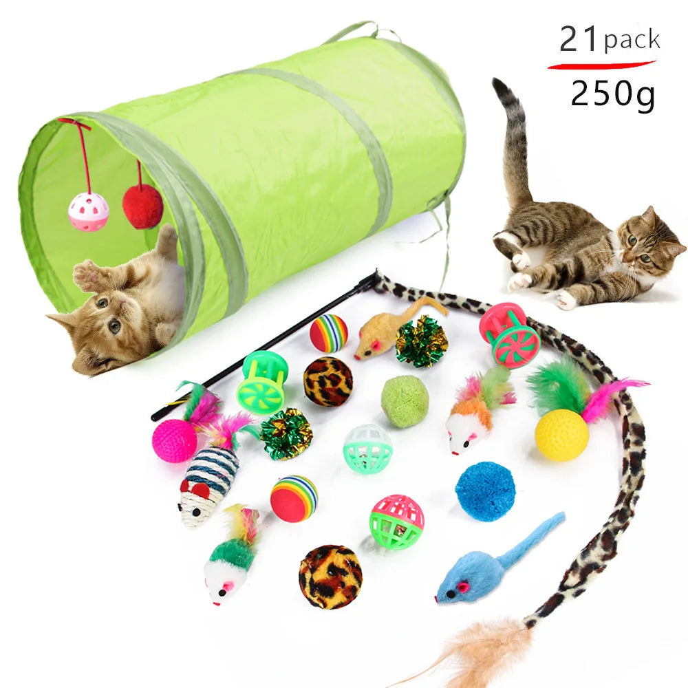 20-Piece Cat Toy Combo by Dualpet – Interactive Sisal Mouse, Bell Ball & Cat Stick
