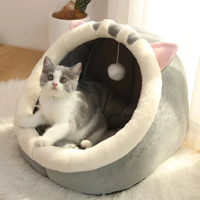 Pet Sleeping Cave Bed – Deep Sleep Cartoon Bed for Cats & Small Dogs, Foldable & Washable