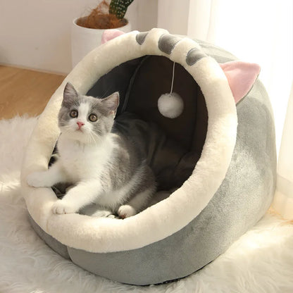 Pet Sleeping Cave Bed – Deep Sleep Cartoon Bed for Cats & Small Dogs, Foldable & Washable