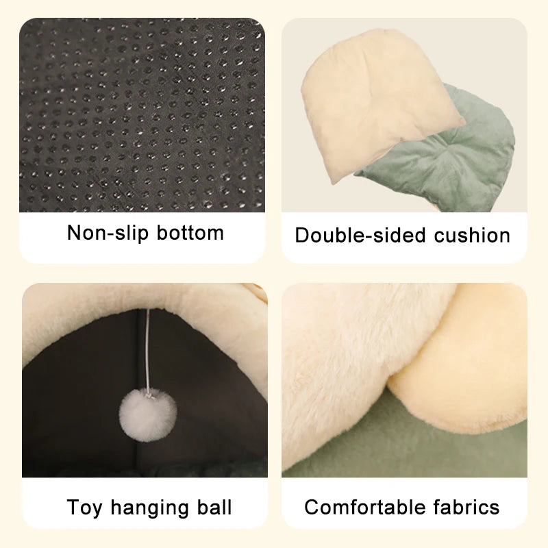 Pet Sleeping Cave Bed – Deep Sleep Cartoon Bed for Cats & Small Dogs, Foldable & Washable