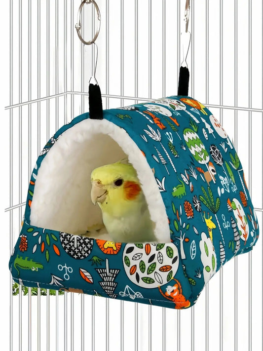 Birdcage Hanging Bed – Plush Winter Nest Tent for Parrots & Small Pets 