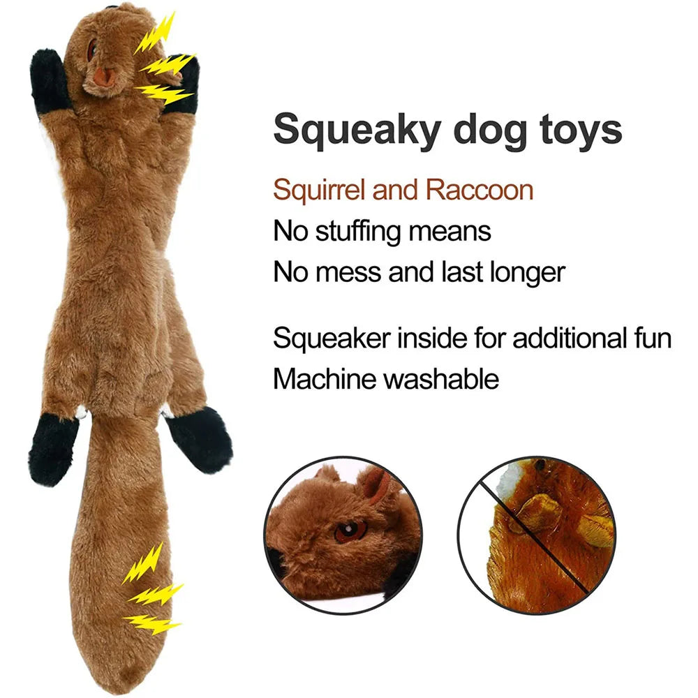 Stuffingless Plush Dog Toy – Squeaky, Durable Chew Toy with Crinkle Sound
