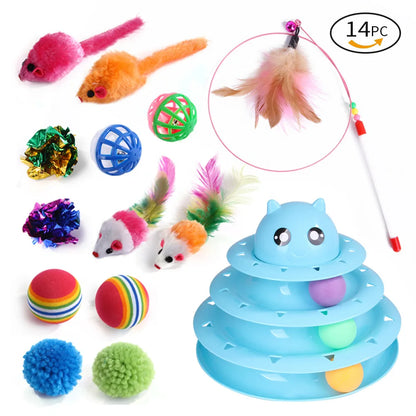 20-Piece Cat Toy Combo by Dualpet – Interactive Sisal Mouse, Bell Ball & Cat Stick