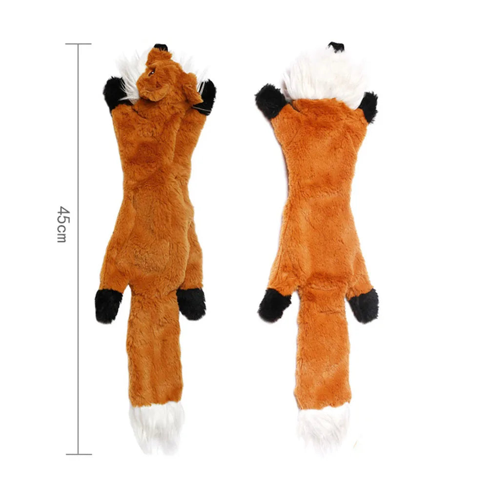 Stuffingless Plush Dog Toy – Squeaky, Durable Chew Toy with Crinkle Sound