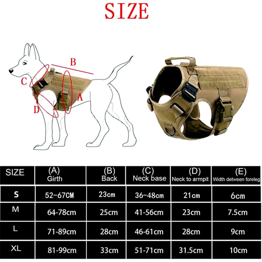 Tactical Military Dog Harness and Leash Set for All Breeds Dogs