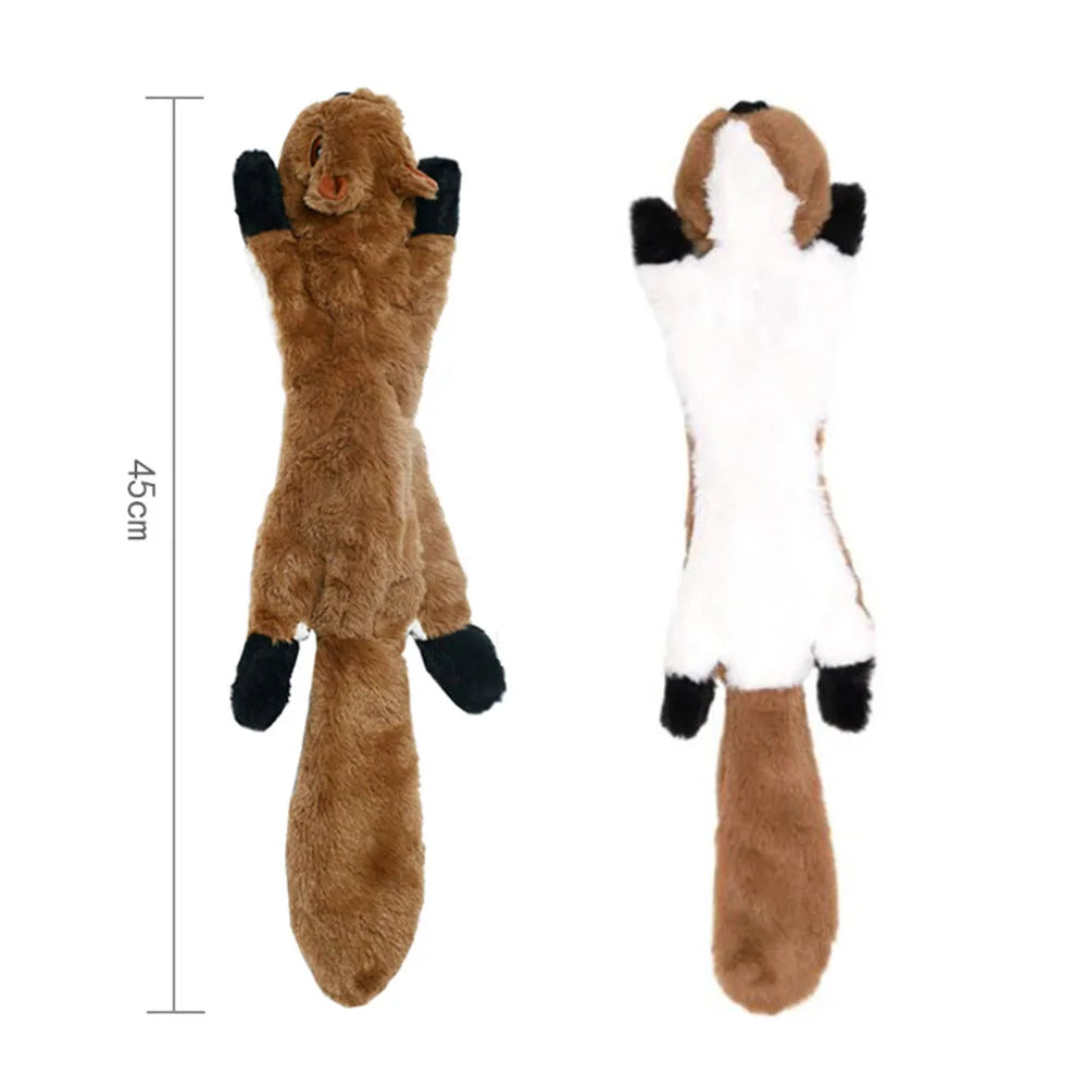 Stuffingless Plush Dog Toy – Squeaky, Durable Chew Toy with Crinkle Sound