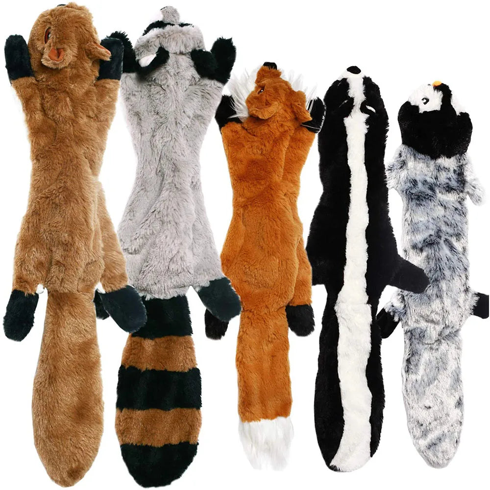 Stuffingless Plush Dog Toy – Squeaky, Durable Chew Toy with Crinkle Sound