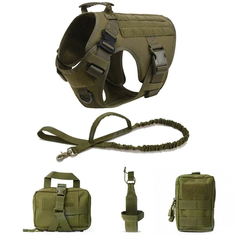 Tactical Military Dog Harness and Leash Set for All Breeds Dogs