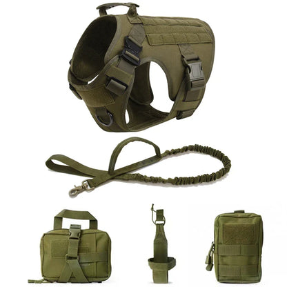 Tactical Military Dog Harness and Leash Set for All Breeds Dogs