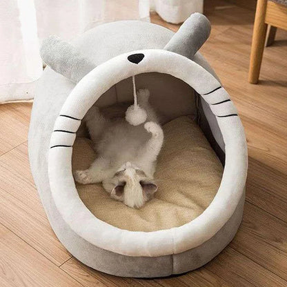 Pet Sleeping Cave Bed – Deep Sleep Cartoon Bed for Cats & Small Dogs, Foldable & Washable