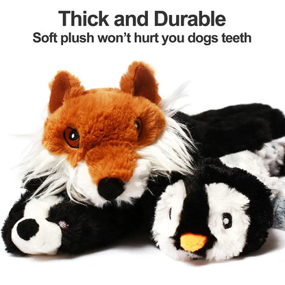 Stuffingless Plush Dog Toy – Squeaky, Durable Chew Toy with Crinkle Sound