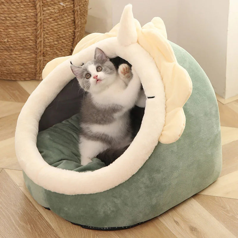 Pet Sleeping Cave Bed – Deep Sleep Cartoon Bed for Cats & Small Dogs, Foldable & Washable