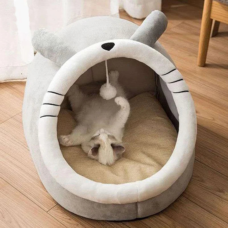 Pet Sleeping Cave Bed – Deep Sleep Cartoon Bed for Cats & Small Dogs, Foldable & Washable