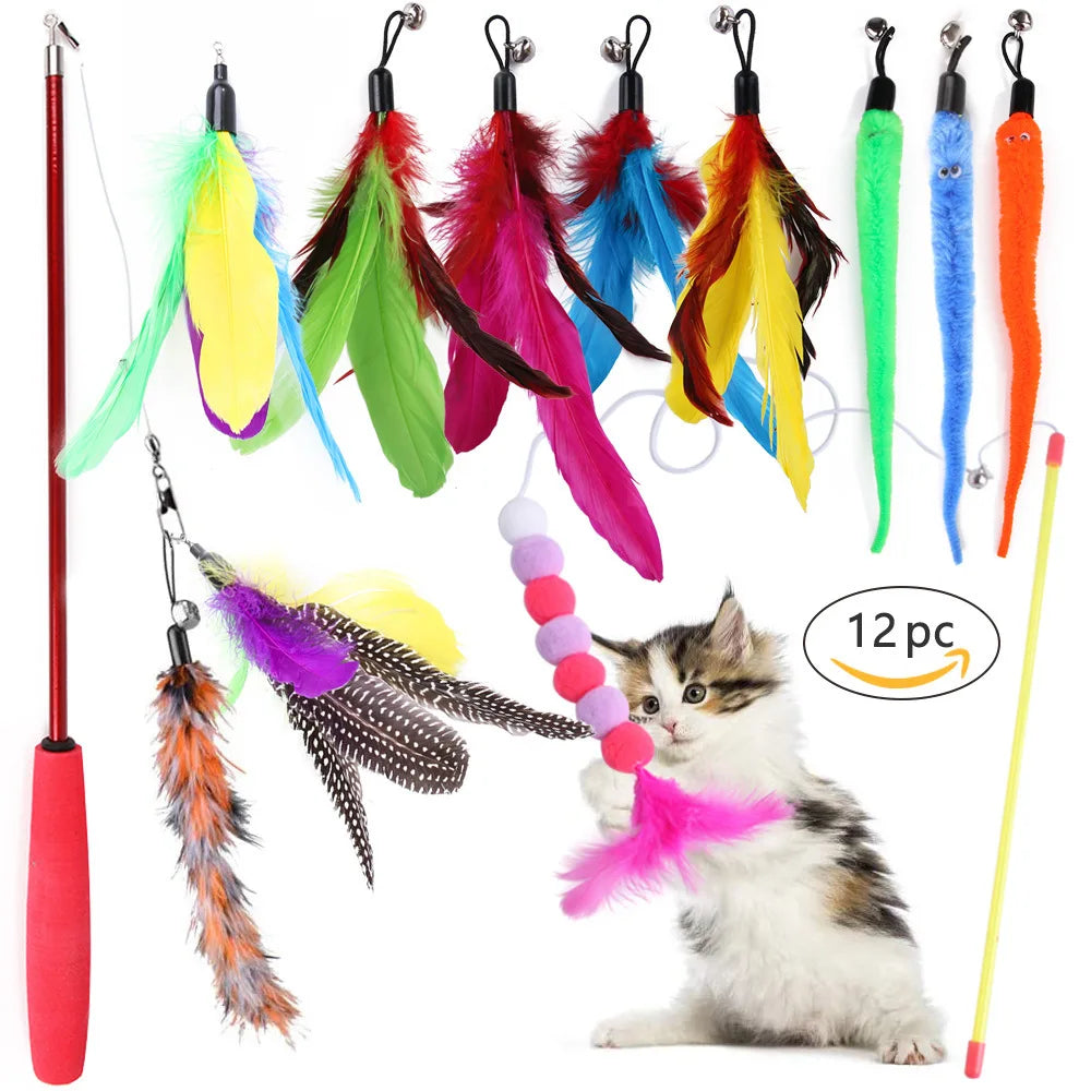 20-Piece Cat Toy Combo by Dualpet – Interactive Sisal Mouse, Bell Ball & Cat Stick