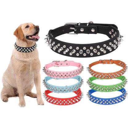 Spiked Studded Leather Dog Collar 