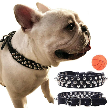 Spiked Studded Leather Dog Collar 