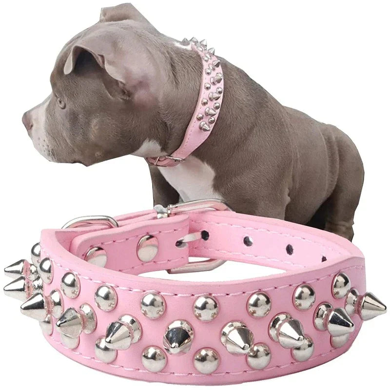 Spiked Studded Leather Dog Collar 